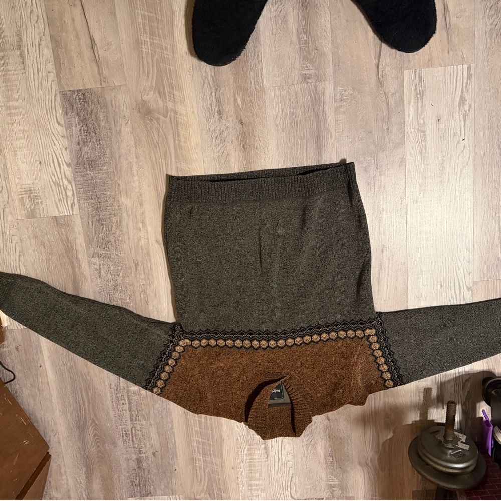 Brown & Olive Colorblock Sweater